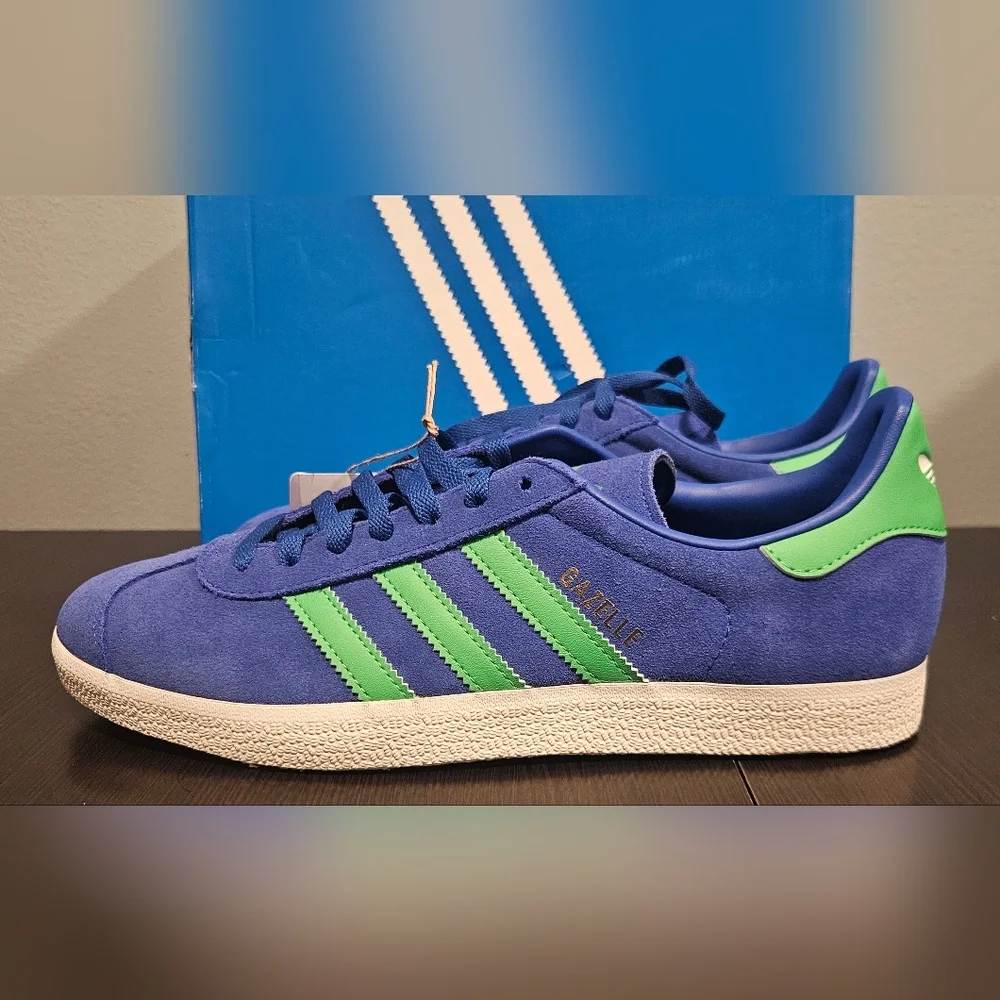 Adidas Gazelle Royal Blue with Green Stripes - Picture 6 of 10